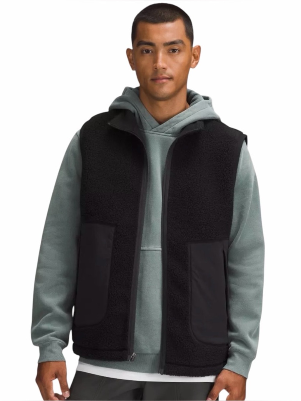 Lululemon Black High Pile Fleece Loose Fit Vest Men’s size Large style #LM3FAQS
